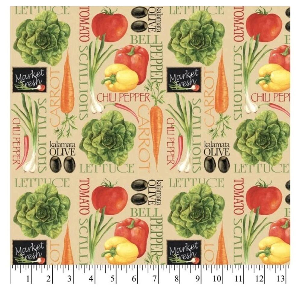 1 Yard David Textiles Garden Vegetables 100% Cotton Precut 36 x 44" Sew Sewing